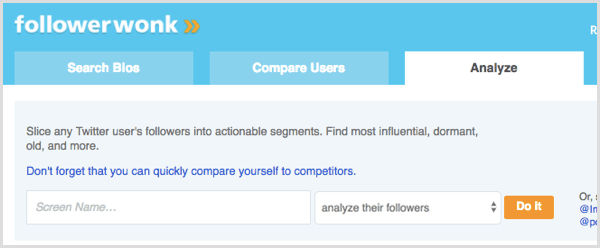 FollowerWonk-zoekopdracht om volgers van Twitter-gebruikers te analyseren